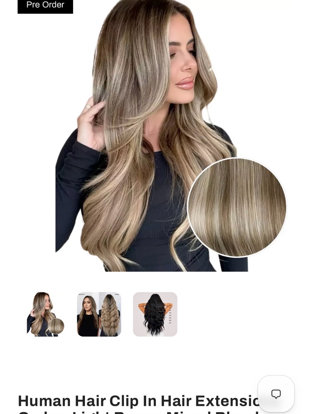 Human Hair Clip-In Extensions - Light Ash Brown Blonde Blend